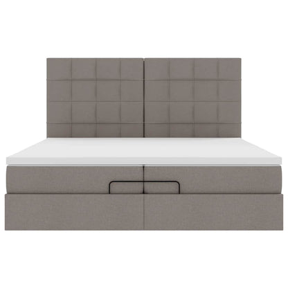 Struttura Letto Pouf con Materassi Tortora 200x200 cm Tessuto | homemem39