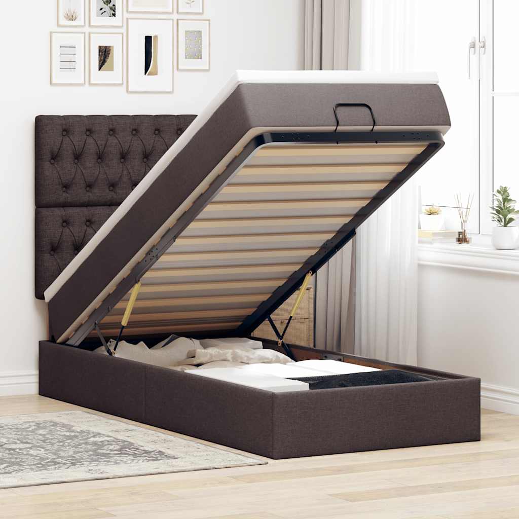 Struttura Letto Pouf con Materasso 80x200 cm in Tessuto