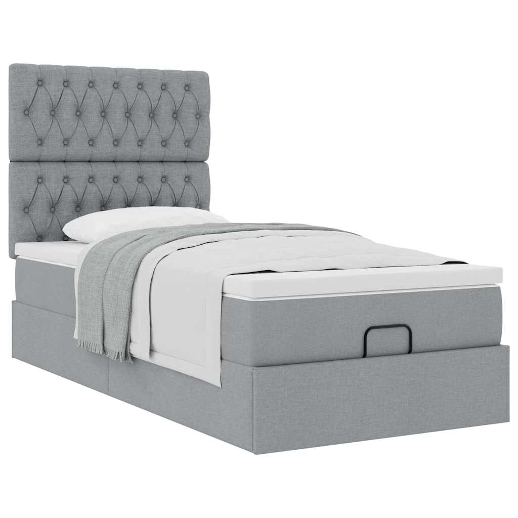 Struttura Letto Pouf con Materasso 90x190 cm in Tessuto | homemem39