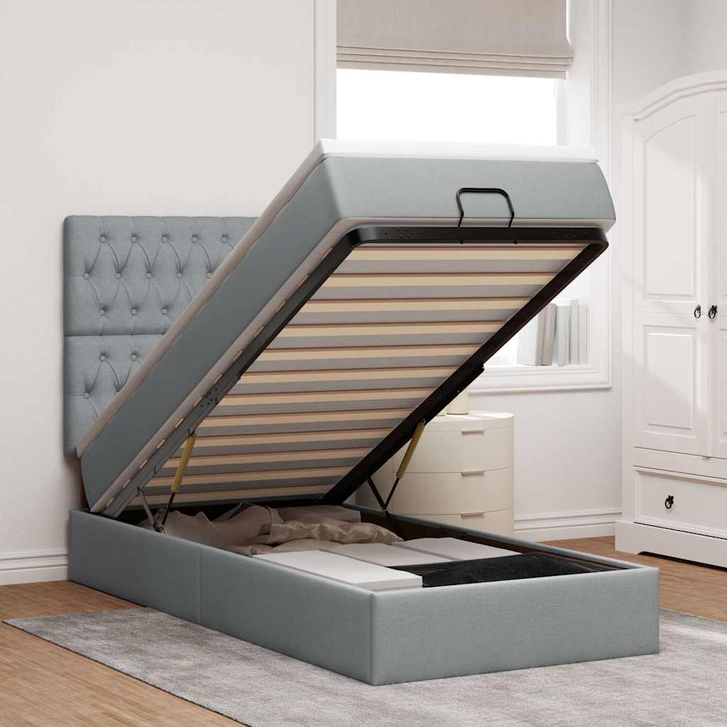 Struttura Letto Pouf con Materasso 90x190 cm in Tessuto | homemem39