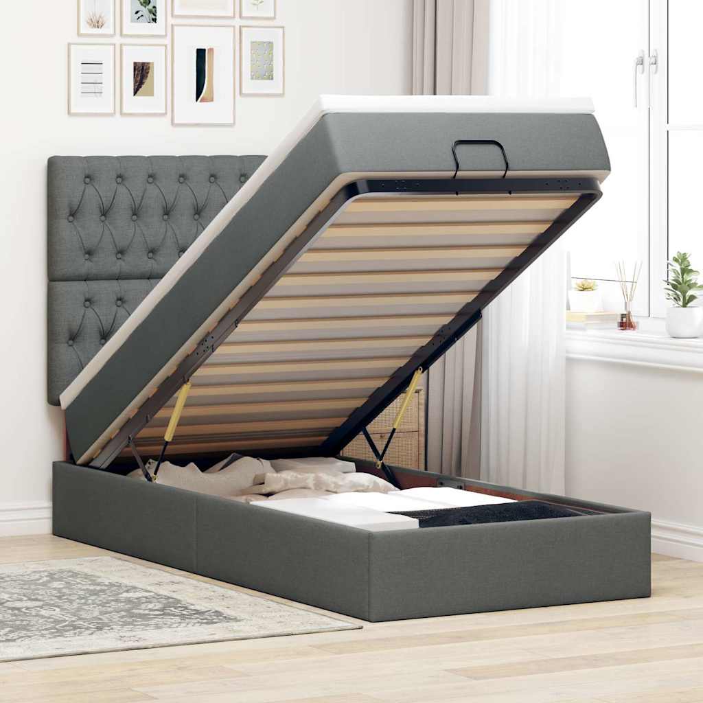 Struttura Letto Pouf con Materasso 90x190 cm in Tessuto | homemem39