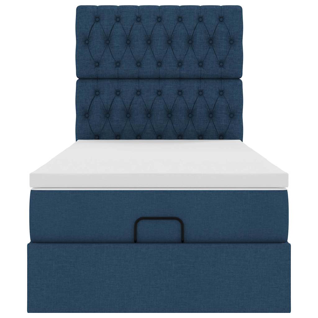 Struttura Letto Pouf con Materasso Blu 90x190 cm in Tessuto | homemem39