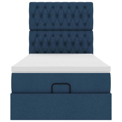 Struttura Letto Pouf con Materasso Blu 90x190 cm in Tessuto | homemem39