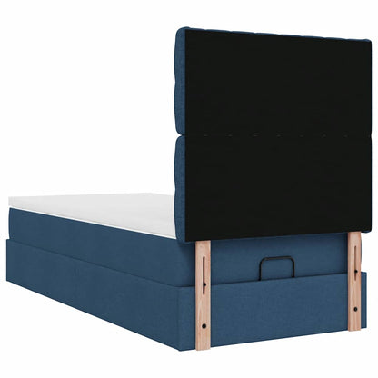 Struttura Letto Pouf con Materasso Blu 90x190 cm in Tessuto | homemem39