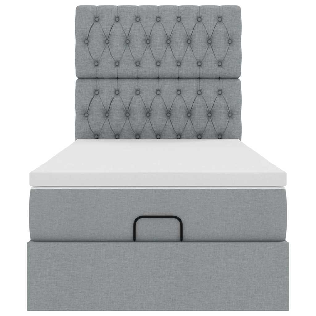 Pouf Letto con Materasso Grigio Chiaro 90x200 cm in Tessuto - homemem39
