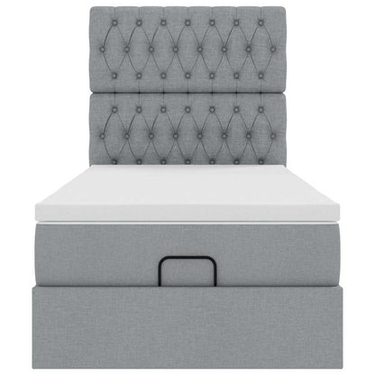 Pouf Letto con Materasso Grigio Chiaro 90x200 cm in Tessuto - homemem39