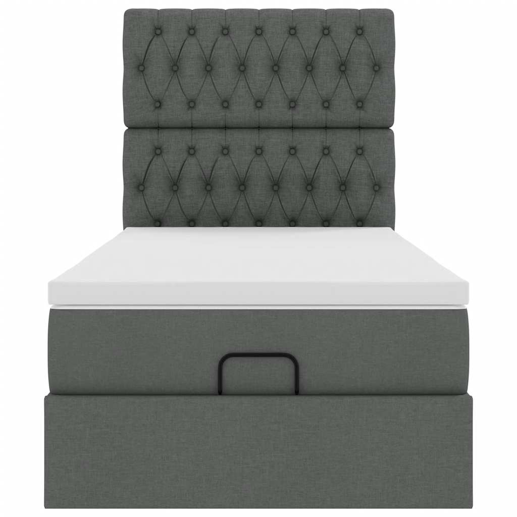 Pouf Letto con Materasso Grigio Scuro 90x200 cm in Tessuto - homemem39