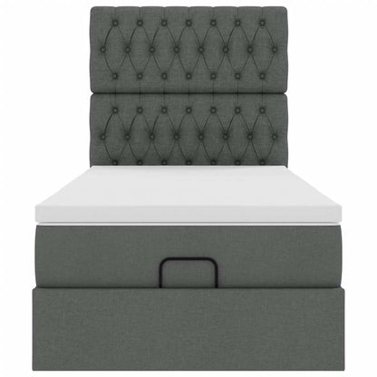 Pouf Letto con Materasso Grigio Scuro 90x200 cm in Tessuto - homemem39