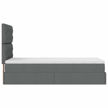Pouf Letto con Materasso Grigio Scuro 90x200 cm in Tessuto - homemem39