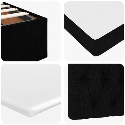 Pouf Letto con Materasso Nero 90x200 cm in Tessuto | homemem39