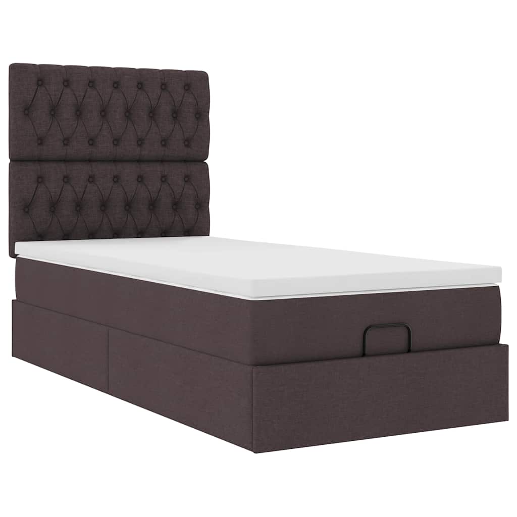 Pouf Letto con Materasso Marrone Scuro 90x200 cm in Tessuto | homemem39