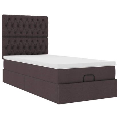 Pouf Letto con Materasso Marrone Scuro 90x200 cm in Tessuto | homemem39