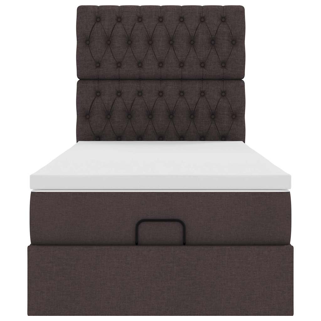 Pouf Letto con Materasso Marrone Scuro 90x200 cm in Tessuto | homemem39