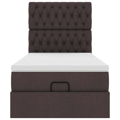 Pouf Letto con Materasso Marrone Scuro 90x200 cm in Tessuto | homemem39