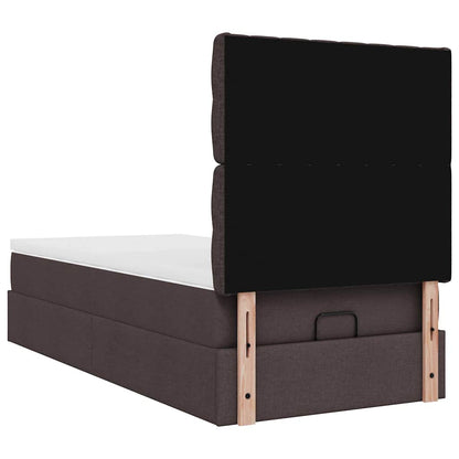 Pouf Letto con Materasso Marrone Scuro 90x200 cm in Tessuto | homemem39