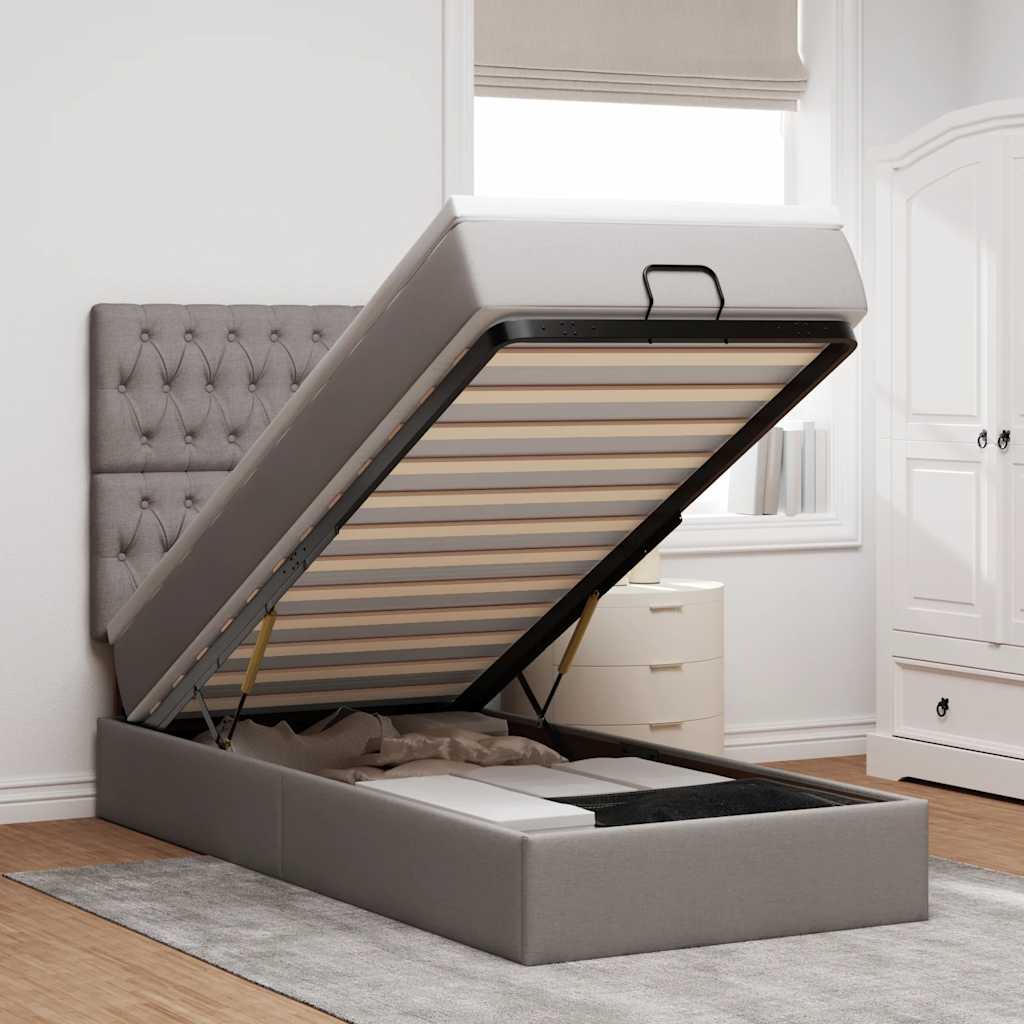 Pouf Letto con Materasso Tortora 90x200 cm in Tessuto | homemem39