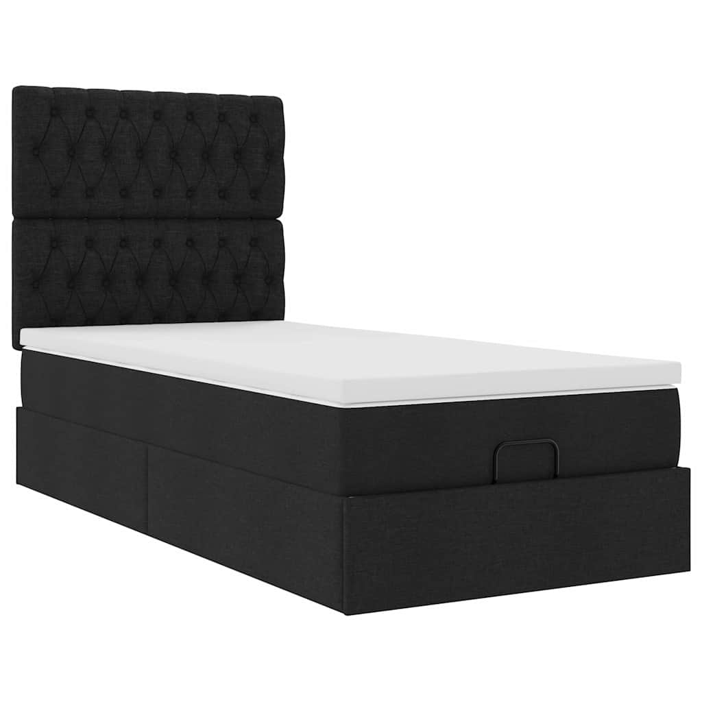 Pouf Letto con Materasso Nero 100x200 cm in Tessuto | homemem39