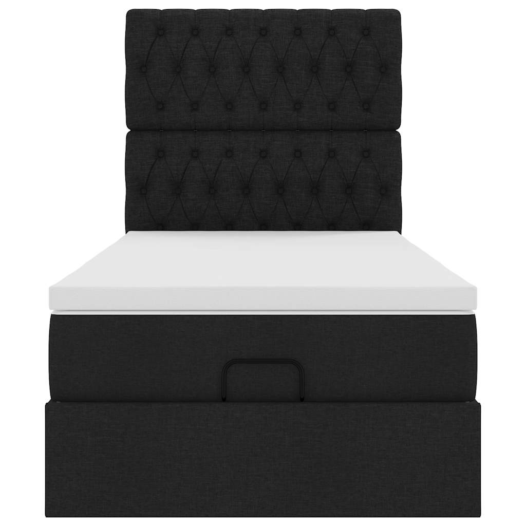 Pouf Letto con Materasso Nero 100x200 cm in Tessuto | homemem39