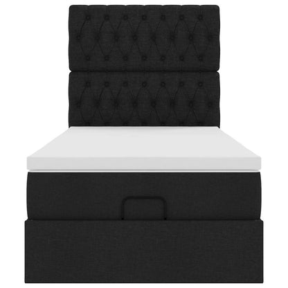 Pouf Letto con Materasso Nero 100x200 cm in Tessuto | homemem39