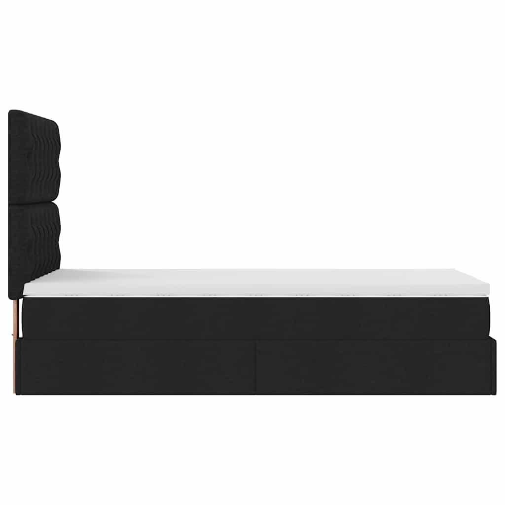 Pouf Letto con Materasso Nero 100x200 cm in Tessuto | homemem39