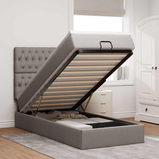 Pouf Letto con Materasso Tortora 100x200 cm in Tessuto | homemem39