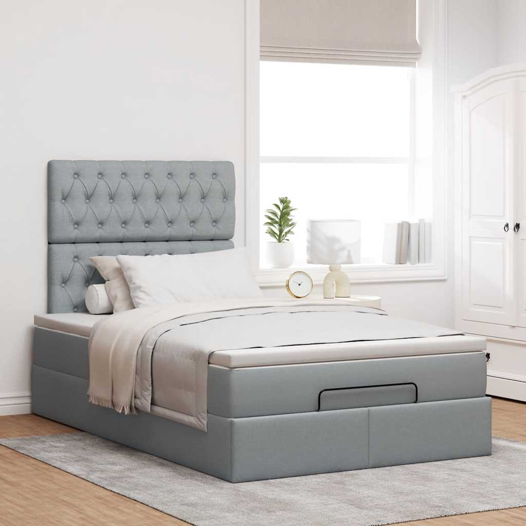 Struttura Letto Pouf con Materasso 120x190 cm in Tessuto | homemem39