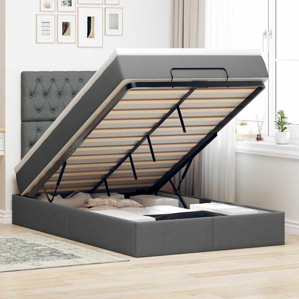 Struttura Letto Pouf con Materasso 80x200 cm in Tessuto | homemem39