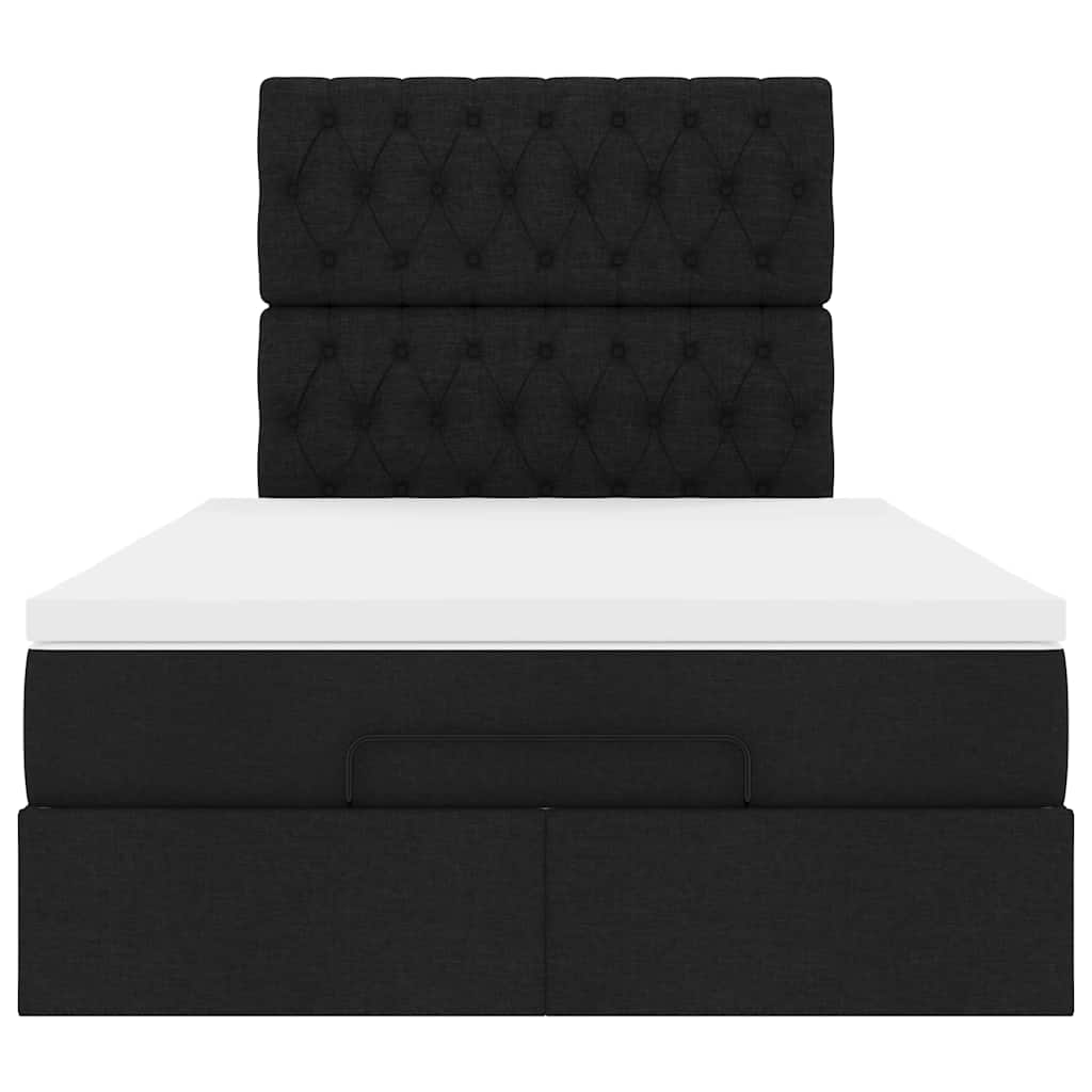 Struttura Letto Pouf con Materasso Nero 120x190 cm in Tessuto