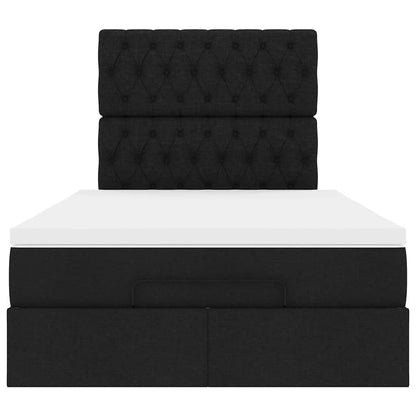 Struttura Letto Pouf con Materasso Nero 120x190 cm in Tessuto