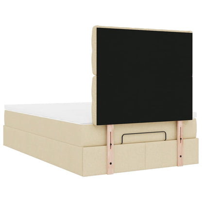 Struttura Letto Pouf con Materasso Crema 120x190 cm in Tessuto | homemem39
