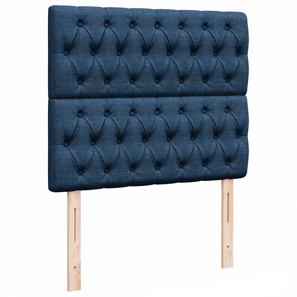 Struttura Letto Pouf con Materasso Blu 120x190 cm in Tessuto