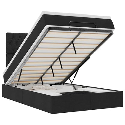 Struttura Letto Pouf con Materasso Nero 120x200 cm in Tessuto - homemem39