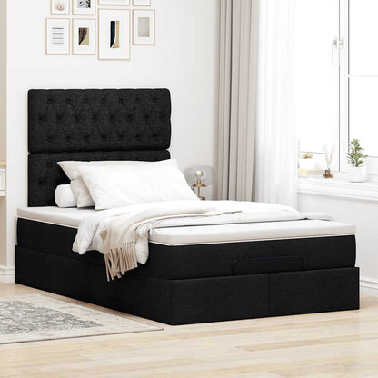 Struttura Letto Pouf con Materasso Nero 120x200 cm in Tessuto - homemem39