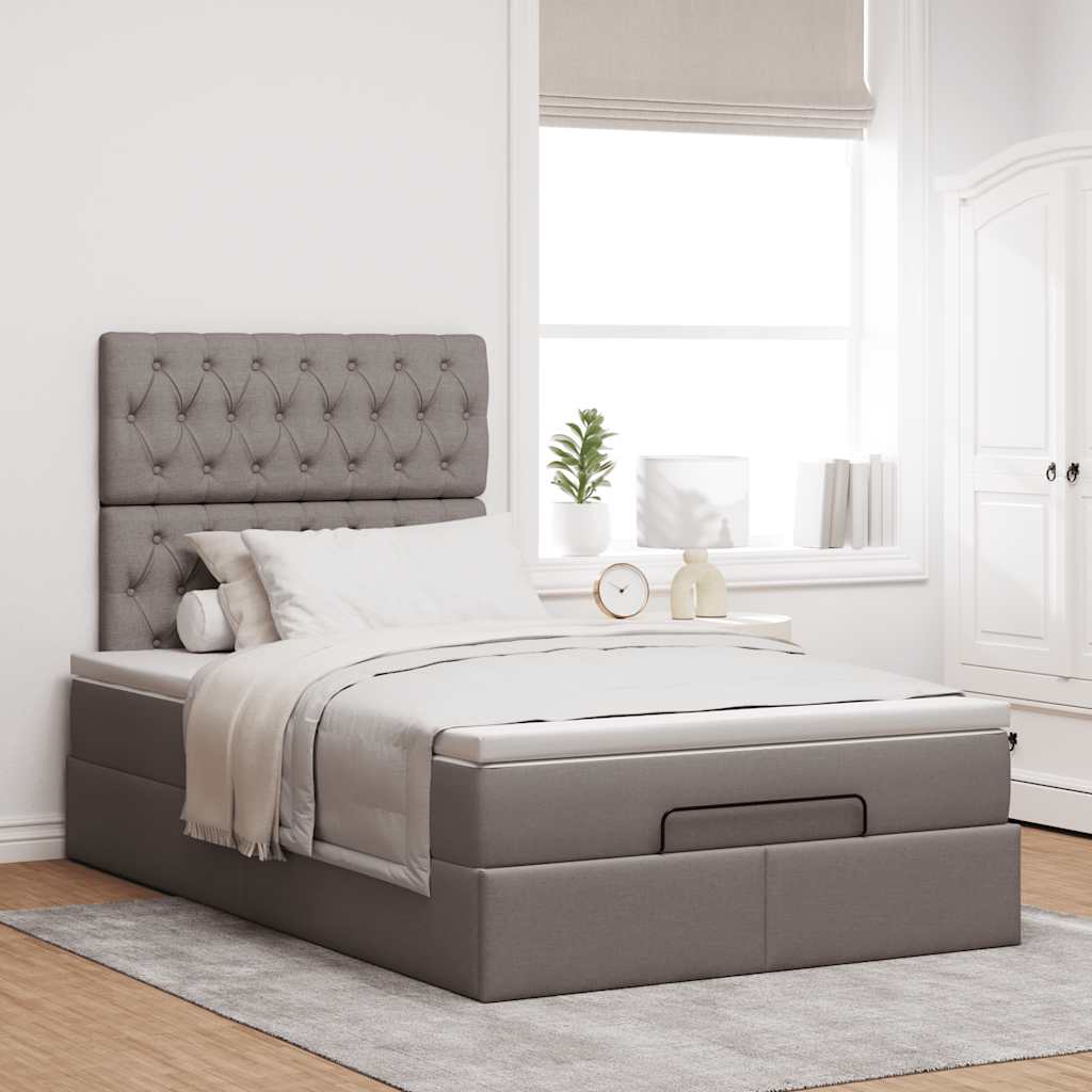Struttura Letto Pouf con Materasso Tortora 120x200cm in Tessuto | homemem39