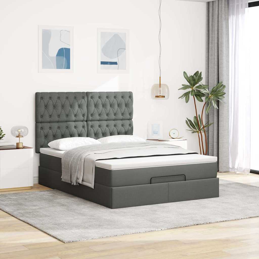 Struttura Letto Pouf con Materasso 140x190 cm in Tessuto | homemem39