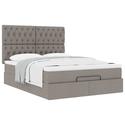 Struttura Letto Pouf con Materasso Tortora 140x190 cm Tessuto | homemem39