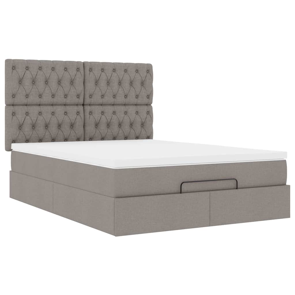Struttura Letto Pouf con Materasso Tortora 140x190 cm Tessuto | homemem39