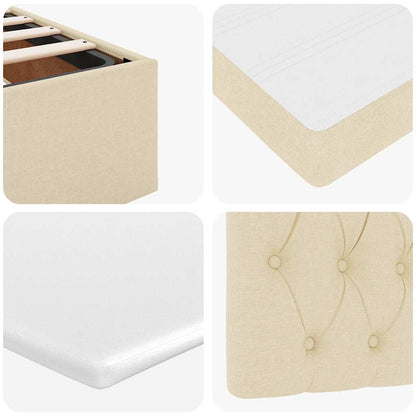 Struttura Letto Pouf con Materasso Crema 140x190 cm in Tessuto