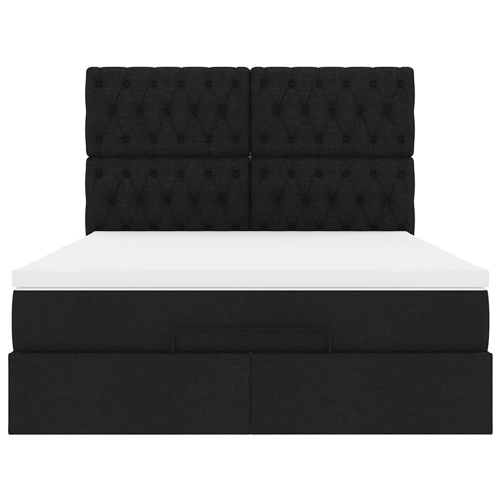 Struttura Letto Pouf con Materasso Nero 140x200 cm in Tessuto | homemem39