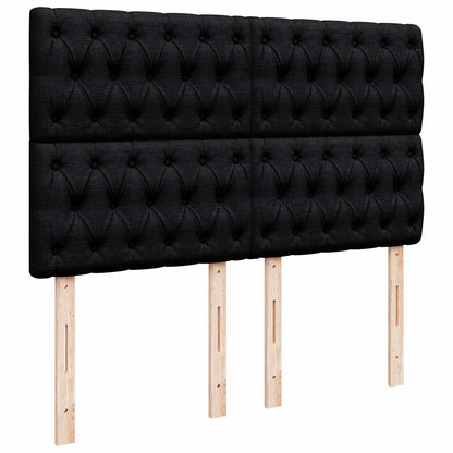 Struttura Letto Pouf con Materasso Nero 140x200 cm in Tessuto | homemem39