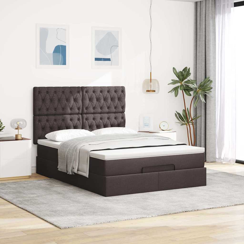 Struttura Letto Pouf con Materasso 140x200 cm in Tessuto | homemem39