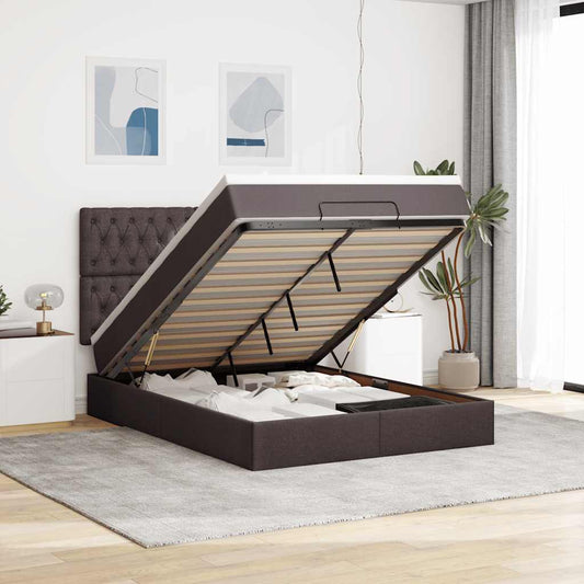 Struttura Letto Pouf con Materasso 140x200 cm in Tessuto | homemem39