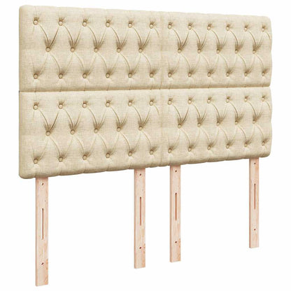 Struttura Letto Pouf con Materasso Crema 140x200 cm in Tessuto - homemem39