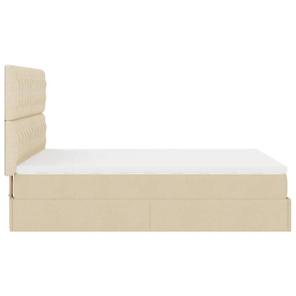 Struttura Letto Pouf con Materasso Crema 140x200 cm in Tessuto - homemem39