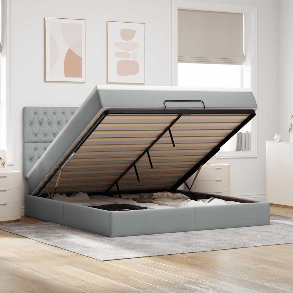 Struttura Letto Pouf con Materasso 160x200 cm in Tessuto | homemem39