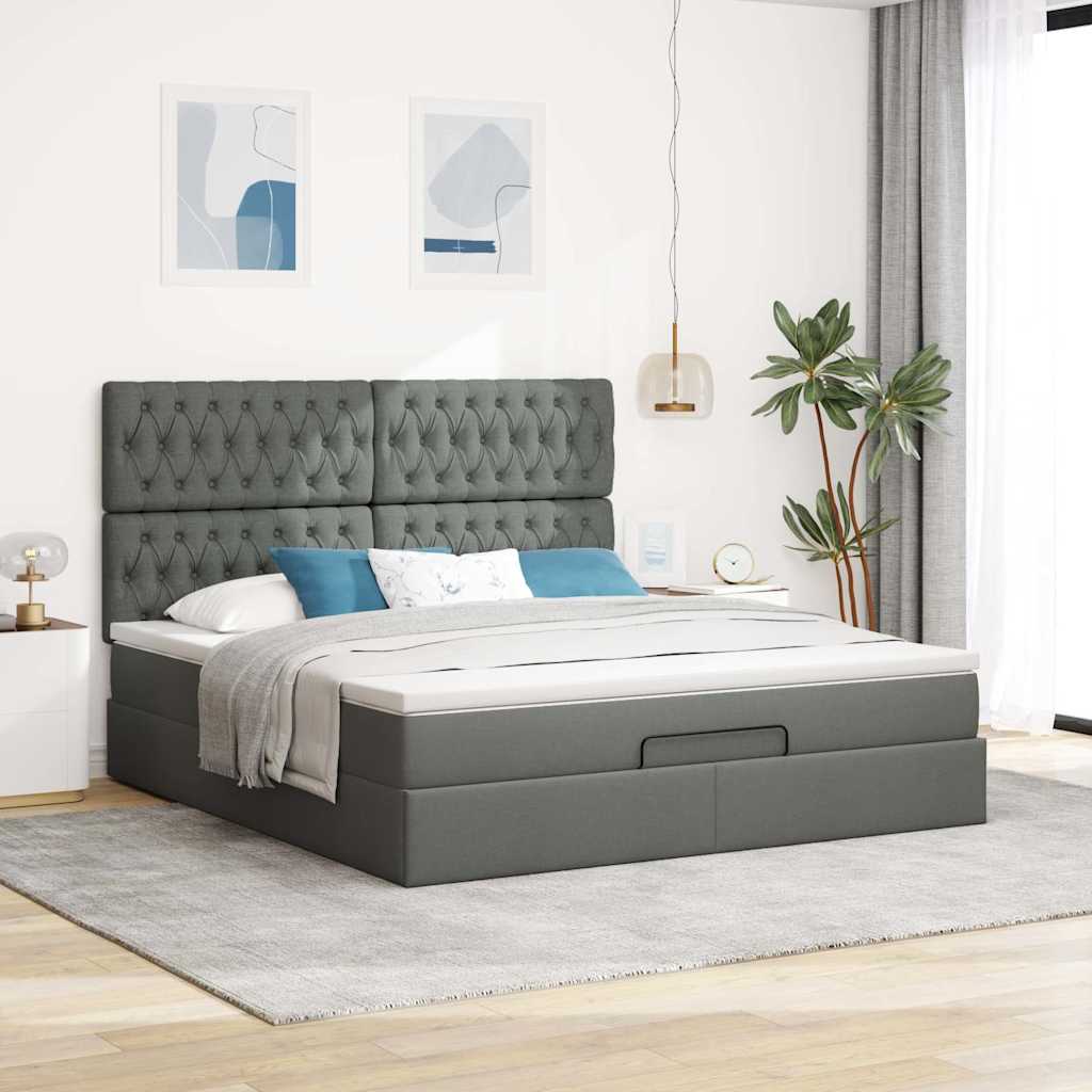 Struttura Letto Pouf con Materasso 160x200 cm in Tessuto | homemem39