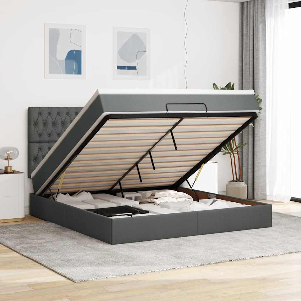 Struttura Letto Pouf con Materasso 160x200 cm in Tessuto | homemem39