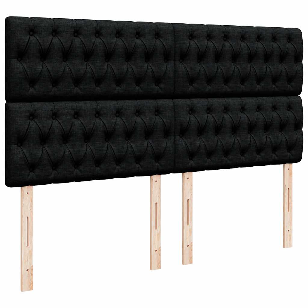 Struttura Letto Pouf con Materasso Nero 160x200 cm in Tessuto