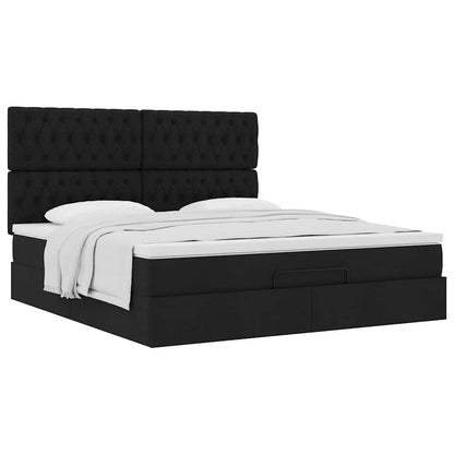 Struttura Letto Pouf con Materasso Nero 180x200 cm in Tessuto | homemem39