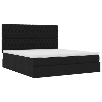 Struttura Letto Pouf con Materasso Nero 180x200 cm in Tessuto | homemem39